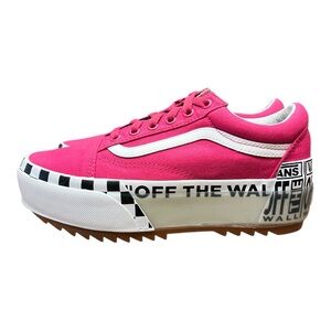 Vans Old Skool Stacked Logo Platform Sneakers Women’s Sz 7.5 cabaret/true white